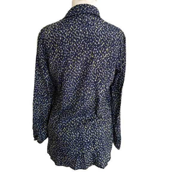 Ann Taylor Shirt Blouse Top Henley Collared Blue Spotted Long Sleeve Sz S - Picture 3 of 6